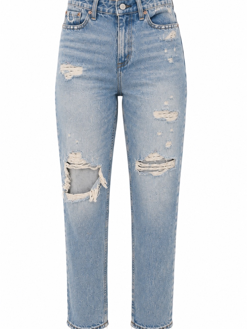Abercrombie & Fitch Distressed Mom Jeans Light Wash High Rise Size 27 Short
